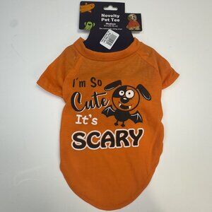 Novelty Pet Halloween Tee Medium "I'm So Cute Its Scary" Orange Dog Costume NEW